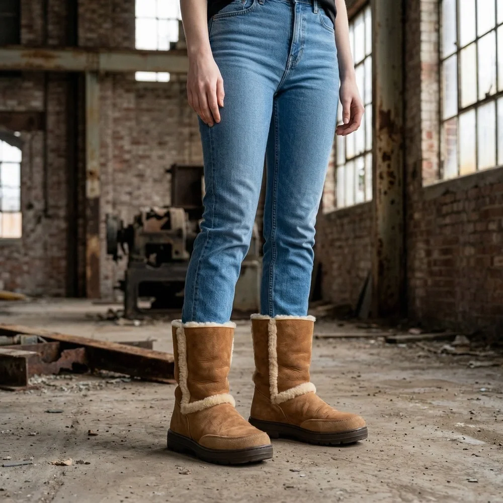 Like New Worn Once UGG Women's Mid-Calf Shearling Boots in Chestnut Brown - Picture 3 of 15